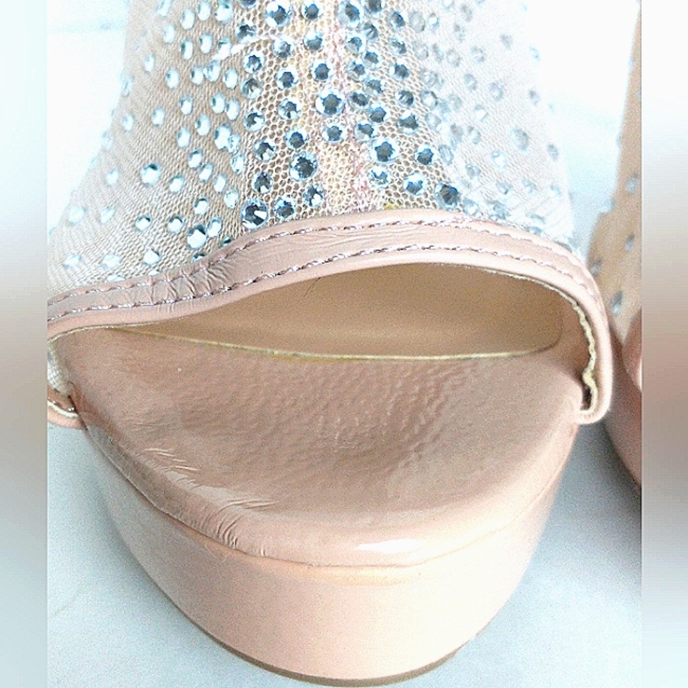 New w/Box Thalia Sodi Desire Nude Mesh Bling Peep-Toe Platform Stilettos Size 10 - Picture 10 of 15